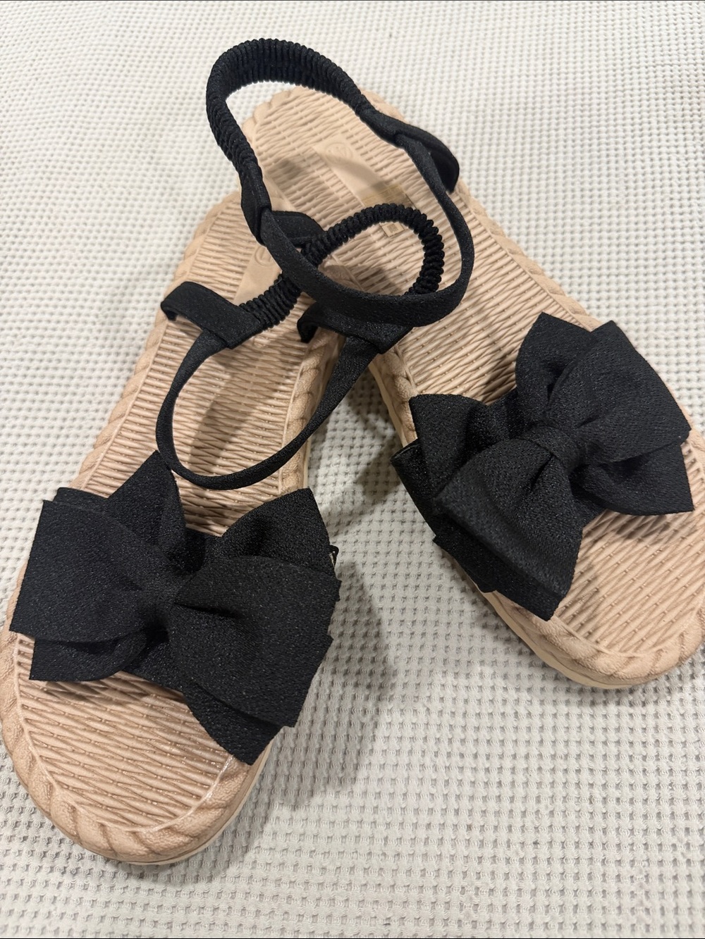 Kids Black Bow Sandals - Stylish Summer Footwear